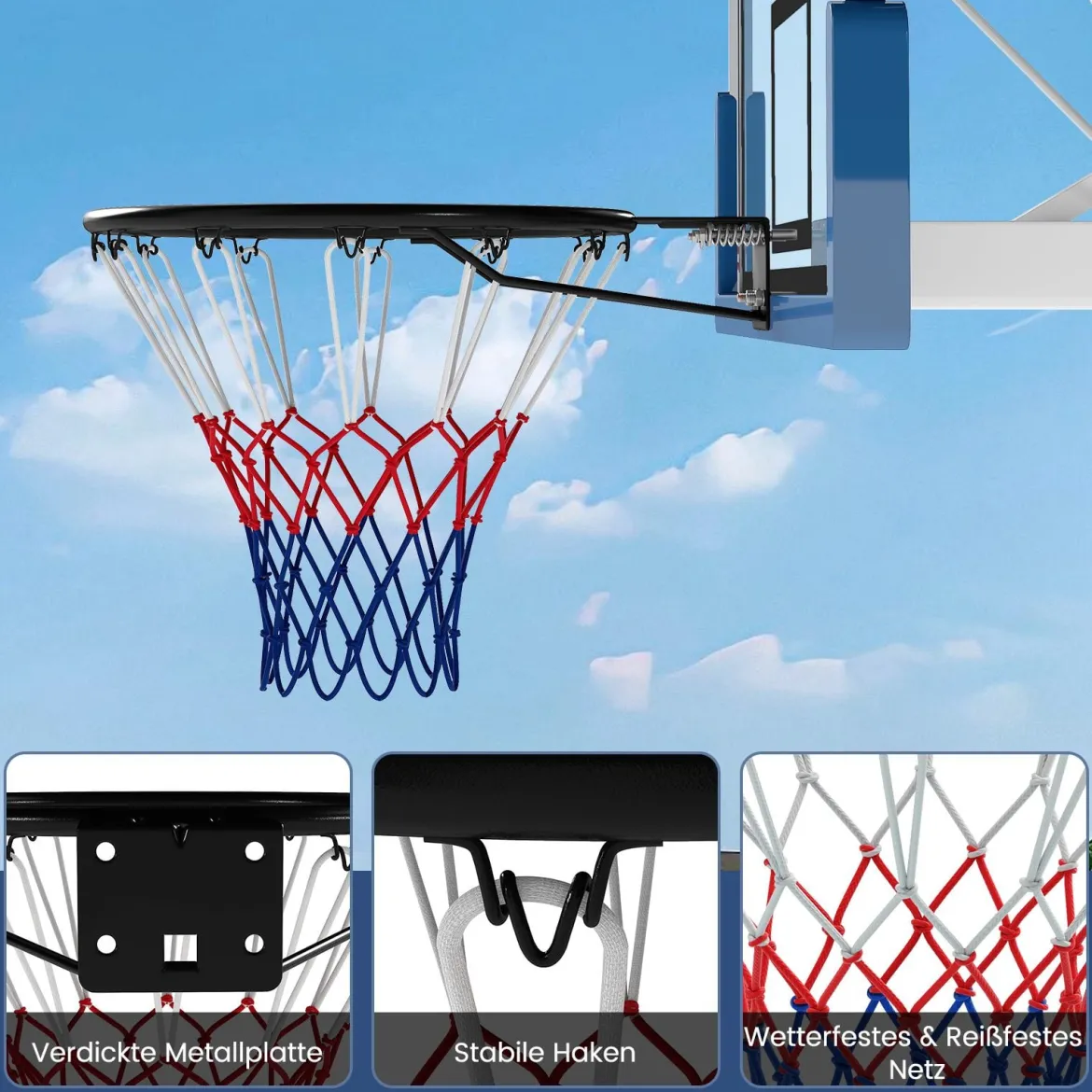 Ø45cm Standard Basketballkorb mit Netz Mini Basketball Korb für Wandmontage Schwarz