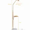 160 cm Stehlampe mit Ablage Plissee Lampenschirm aus Papier mit Verstellbarem Lampenkopf