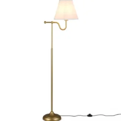 158 cm Stehlampe mit Stoffschirm & Metallgestell Stehleuchte mit Fußschalter & E27-fassung