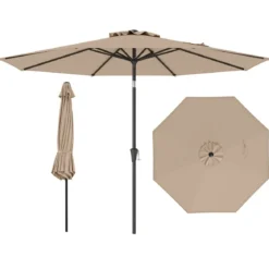 Ø303 cm Terrassenschirm mit Kurbel Beidseitig um 25° Knickbarer Gartenschirm Sonnenschirm