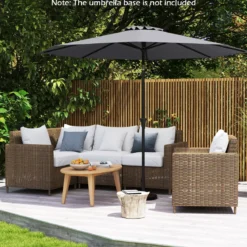 Ø303 cm Terrassenschirm mit Kurbel Beidseitig um 25° Knickbarer Gartenschirm Sonnenschirm