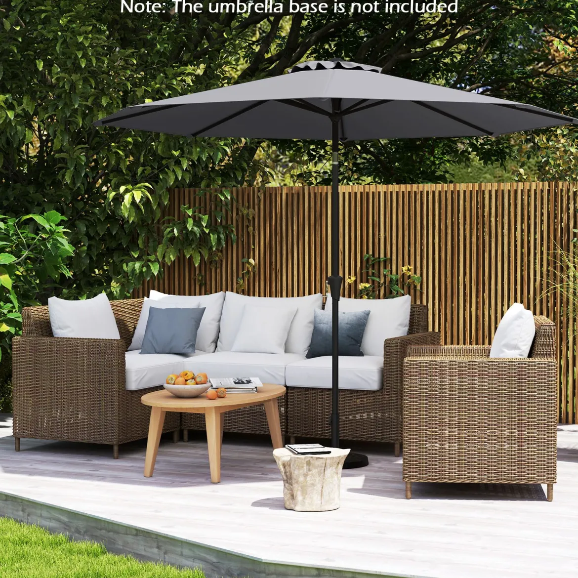 Ø303 cm Terrassenschirm mit Kurbel Beidseitig um 25° Knickbarer Gartenschirm Sonnenschirm