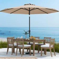 Ø303 cm Terrassenschirm mit Kurbel Beidseitig um 25° Knickbarer Gartenschirm Sonnenschirm