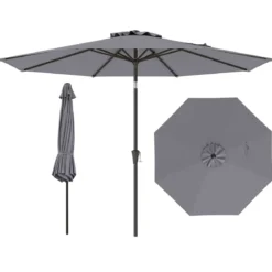 Ø303 cm Terrassenschirm mit Kurbel Beidseitig um 25° Knickbarer Gartenschirm Sonnenschirm