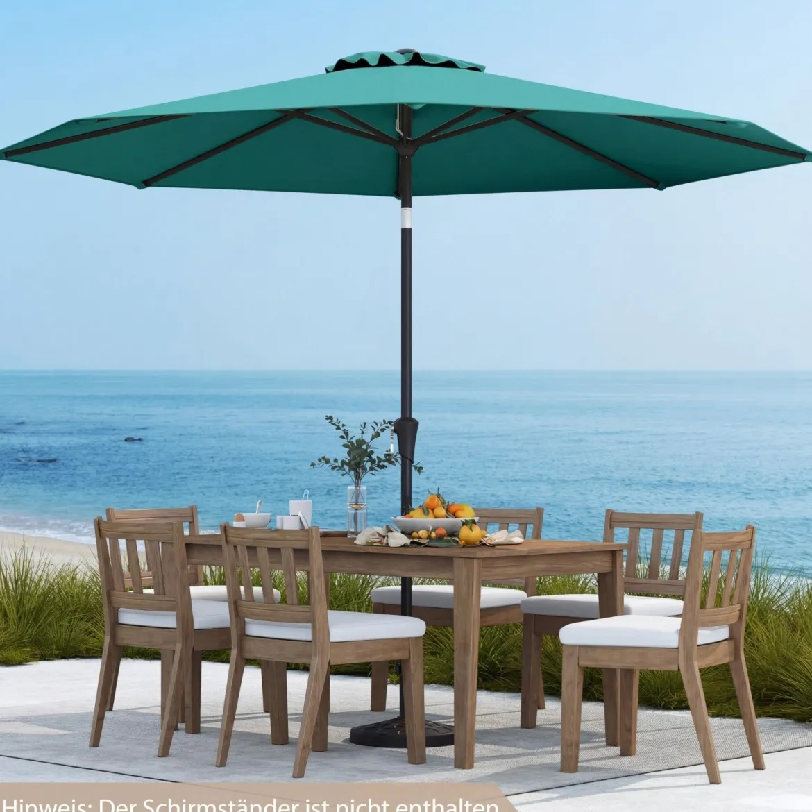 Ø303 cm Terrassenschirm mit Kurbel Beidseitig um 25° Knickbarer Gartenschirm Sonnenschirm