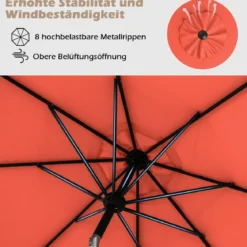 Ø303 cm Terrassenschirm mit Kurbel Beidseitig um 25° Knickbarer Gartenschirm Sonnenschirm