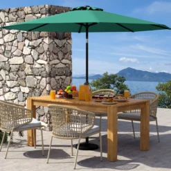 Ø303 cm Terrassenschirm mit Kurbel Beidseitig um 25° Knickbarer Gartenschirm Sonnenschirm
