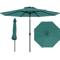 Ø303 cm Terrassenschirm mit Kurbel Beidseitig um 25° Knickbarer Gartenschirm Sonnenschirm
