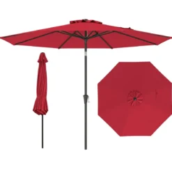 Ø303 cm Terrassenschirm mit Kurbel Beidseitig um 25° Knickbarer Gartenschirm Sonnenschirm