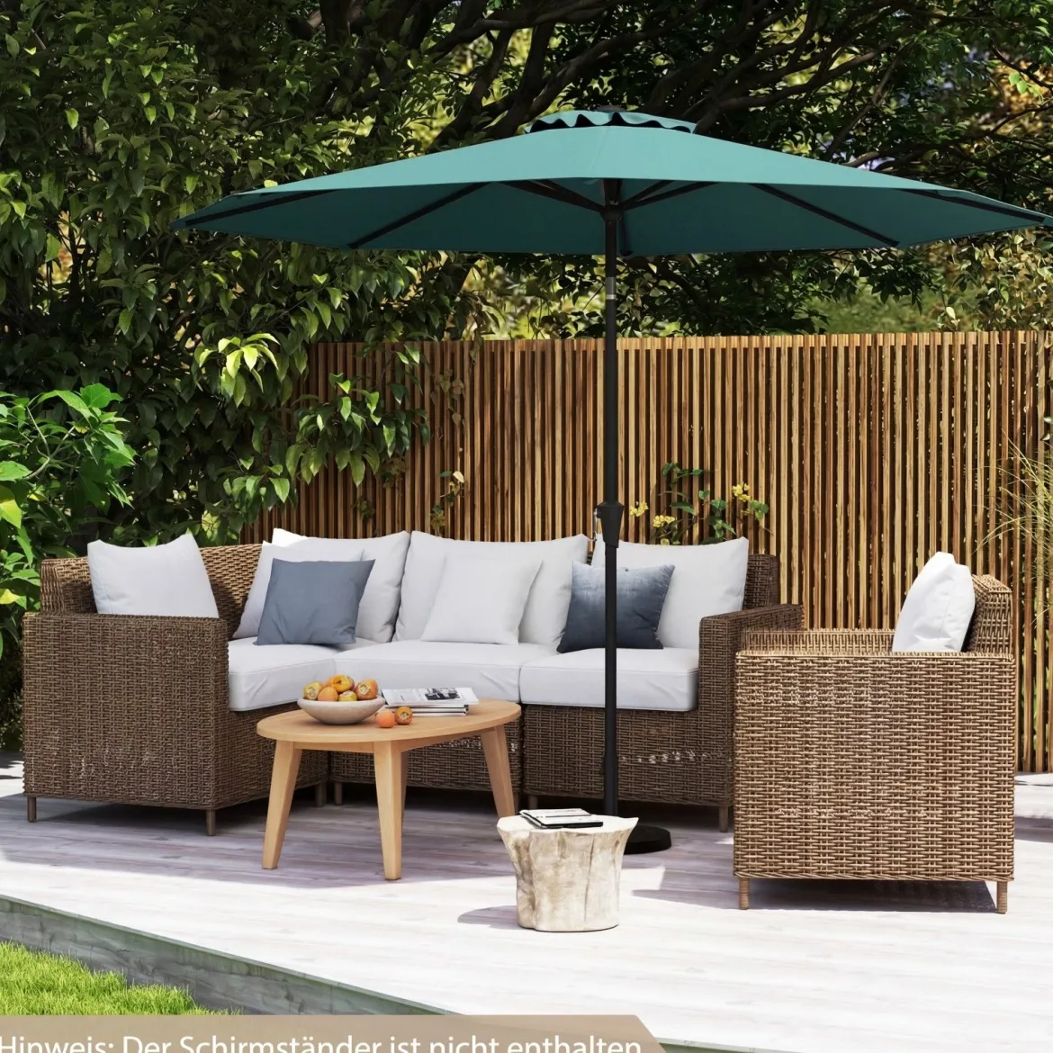 Ø303 cm Terrassenschirm mit Kurbel Beidseitig um 25° Knickbarer Gartenschirm Sonnenschirm