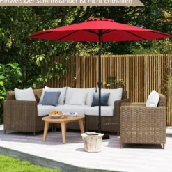 Ø303 cm Terrassenschirm mit Kurbel Beidseitig um 25° Knickbarer Gartenschirm Sonnenschirm