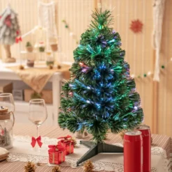 60 cm Tisch-Weihnachtsbaum Beleuchteter Mini-Weihnachtsbaum Grün