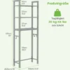 170 cm Toilettenregal mit 3 Ablagen & Höhenverstellbarer Querstange WC Regal Grau