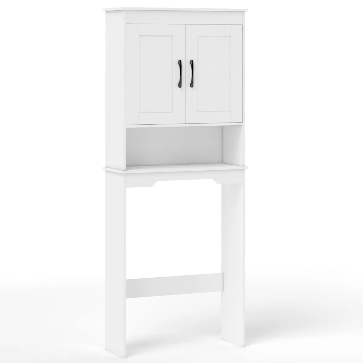 168 cm Toilettenschrank mit 2 Türen & Verstellbarem Regal Platzsparender Überbauschrank