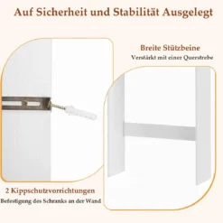 168 cm Toilettenschrank mit 2 Türen & Verstellbarem Regal Platzsparender Überbauschrank