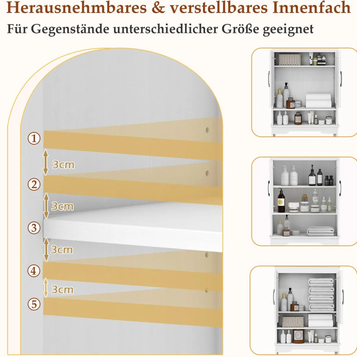 168 cm Toilettenschrank mit 2 Türen & Verstellbarem Regal Platzsparender Überbauschrank