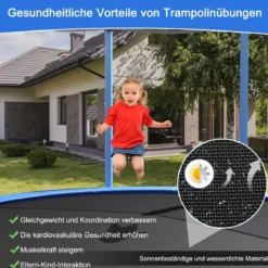Ø 305 cm Trampolin Freizeit-Trampolin mit Sicherheitsnetz Schwarz + Blau