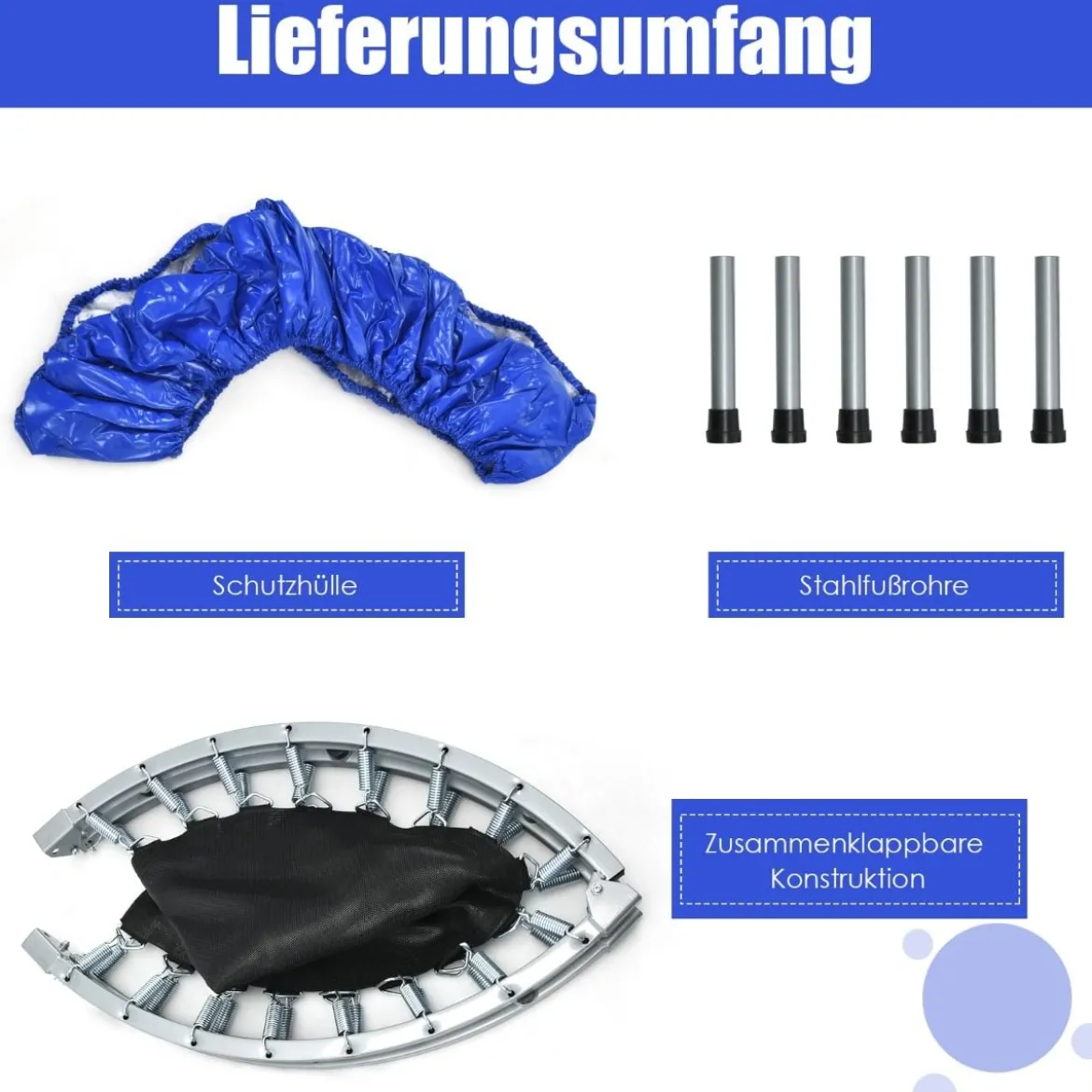 97 cm Trampolin Mini-Falttrampolin faltbar Fitness-Trampolin Blau