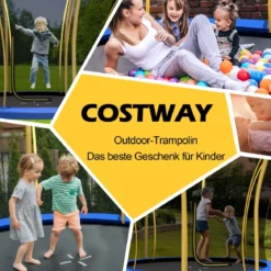 φ244 cm Trampolin mit Blumenform & Sicherheitsnetz & Gepolsterten Stangen Gelb