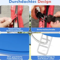 Ø244 cm Trampolin mit Leiter & Sicherheitsnetz Rund Gartentrampolin Kindertrampolin Orange