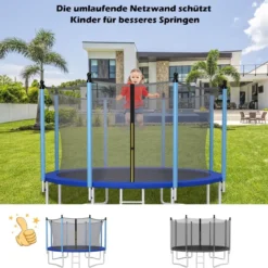 Ø427 cm Trampolin Sicherheitsnetz für Gartentrampoline Ersatznetz innenliegend Schwarz