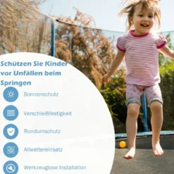 Ø427 cm Trampolin Sicherheitsnetz für Gartentrampoline Ersatznetz innenliegend Schwarz
