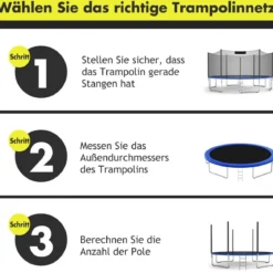 Ø 487cm Trampolin Sicherheitsnetz für Gartentrampoline Ersatznetz Außenliegend mit Reißverschluss