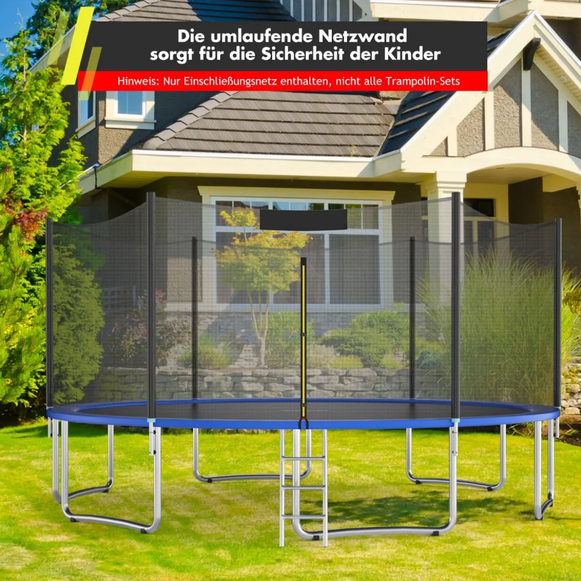 Ø 244 cm Trampolin Sicherheitsnetz für Gartentrampoline Ersatznetz Außenliegend mit Reißverschluss