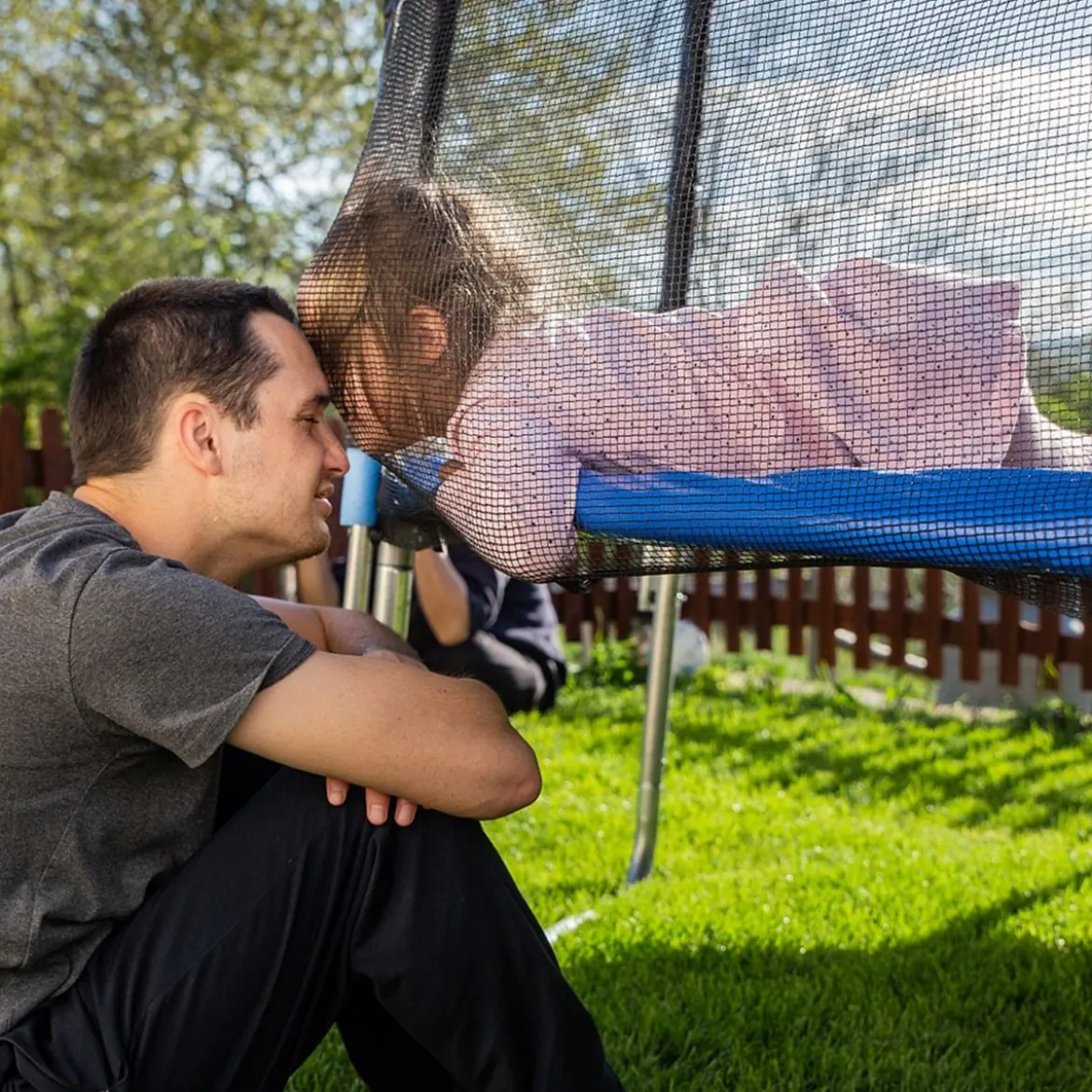 Ø 457cm Trampolin Sicherheitsnetz für Gartentrampoline Ersatznetz außenliegend Schwarz