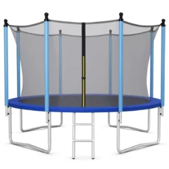 Ø 366 cm Trampolin Trampolin Outdoor Gartentrampolin mit Leiter Schwarz + Blau