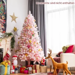 180 cm Verschneiter Künstlicher Weihnachtsbaum mit 920 Zweigen und Metallständer Rosa