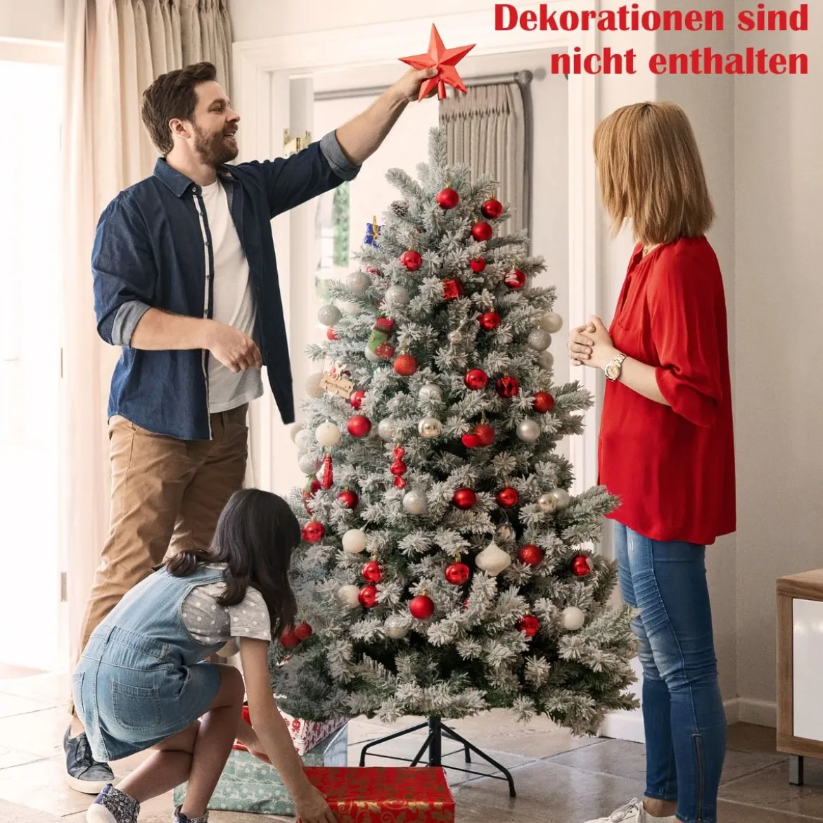 150 cm Verschneiter Weihnachtsbaum Künstlicher Kunstbaum mit Schneefall
