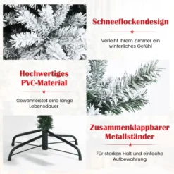 180 cm Verschneiter Weihnachtsbaum Künstlicher Kunstbaum mit Schneefall