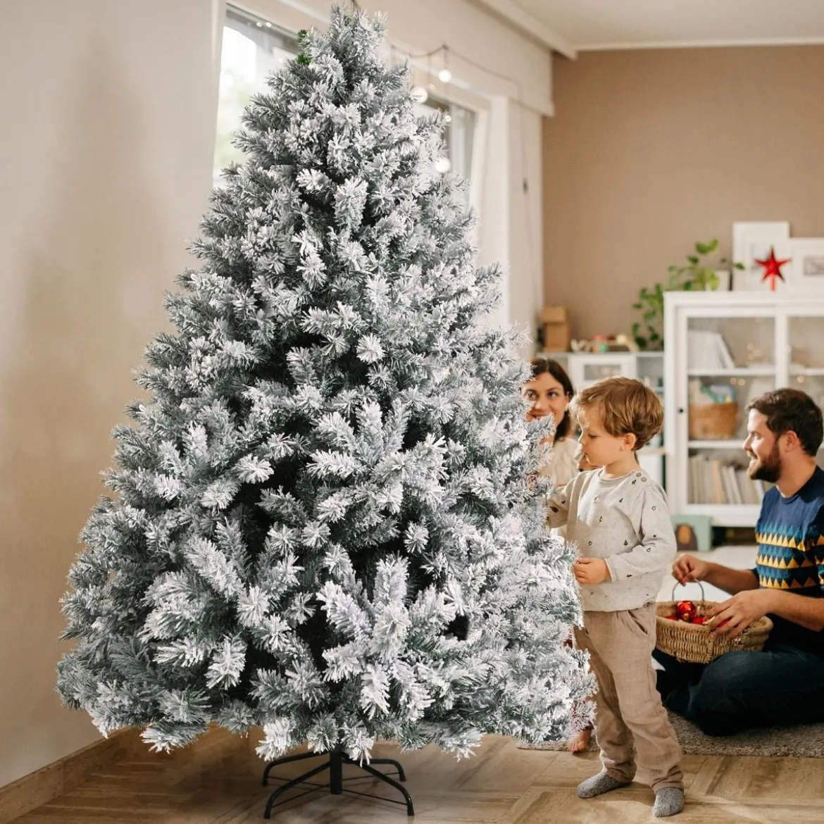 180 cm Verschneiter Weihnachtsbaum Künstlicher Kunstbaum mit Schneefall