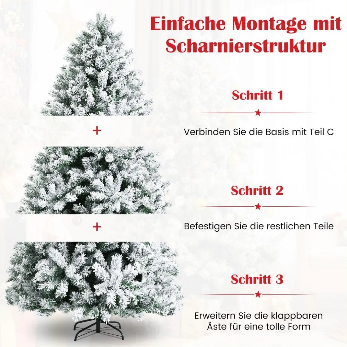 180 cm Verschneiter Weihnachtsbaum Künstlicher Kunstbaum mit Schneefall