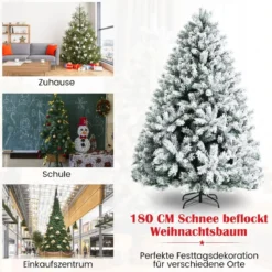 180 cm Verschneiter Weihnachtsbaum Künstlicher Kunstbaum mit Schneefall