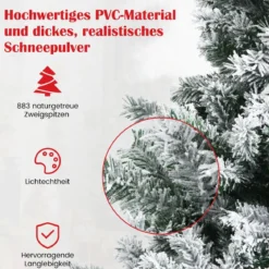 180 cm Verschneiter Weihnachtsbaum Künstlicher Kunstbaum mit Schneefall