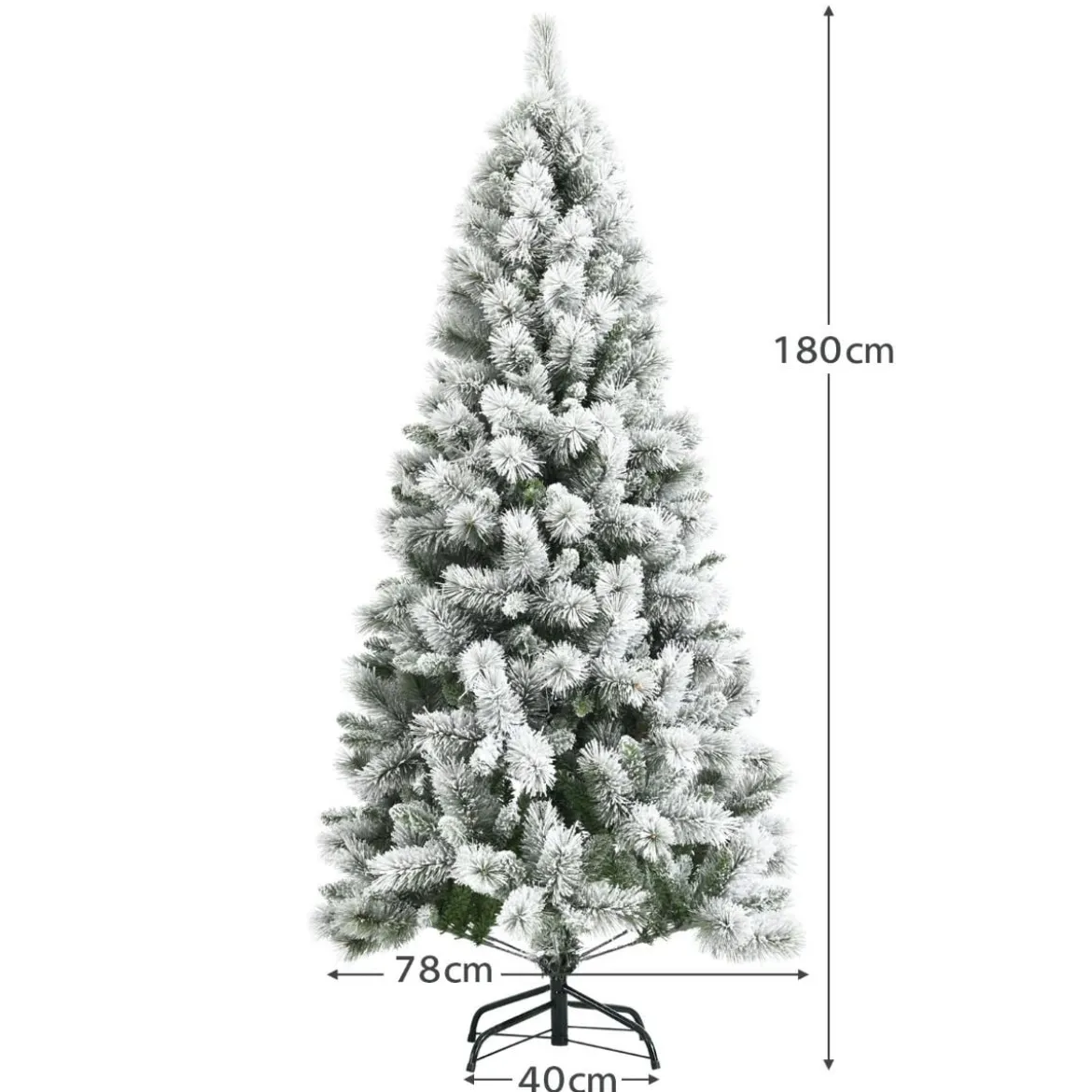 180 cm Verschneiter Weihnachtsbaum Tannenbaum aus PVC Kunstbaum mit Schneefall