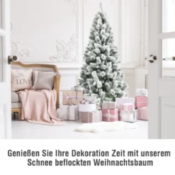 180 cm Verschneiter Weihnachtsbaum Tannenbaum aus PVC Kunstbaum mit Schneefall