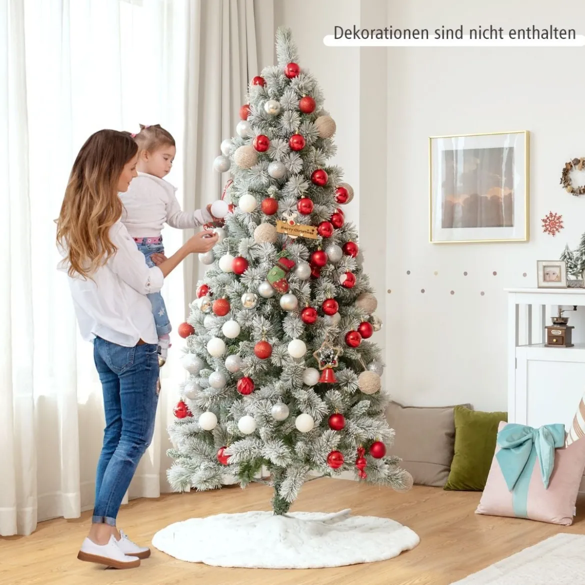 180 cm Verschneiter Weihnachtsbaum Tannenbaum aus PVC Kunstbaum mit Schneefall
