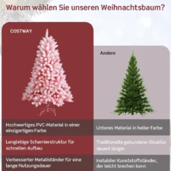 150 cm Verschneiter Weihnachtsbaum Klappbarer Künstlicher Weihnachtsbaum für Zuhause Rosa