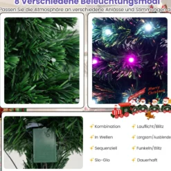 93 cm Vorbeleuchteter künstlicher Weihnachtsbaum Weihnachtsbaum mit mehrfarbigen Glasfasern 96 lila & weißen LEDs Grün