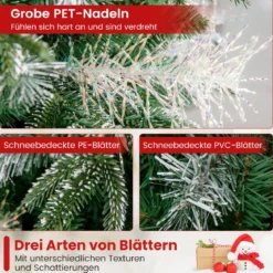 180 cm Vorgefertigter Künstlicher Weihnachtsbaum Gelenkiger Festlicher Weihnachtsbaum mit 806 PE- PVC- und PET-Zweigspitzen