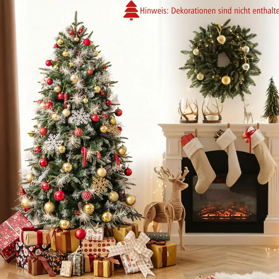 180 cm Vorgefertigter Künstlicher Weihnachtsbaum Gelenkiger Festlicher Weihnachtsbaum mit 806 PE- PVC- und PET-Zweigspitzen