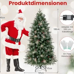 180 cm Vorgefertigter Künstlicher Weihnachtsbaum Gelenkiger Festlicher Weihnachtsbaum mit 806 PE- PVC- und PET-Zweigspitzen