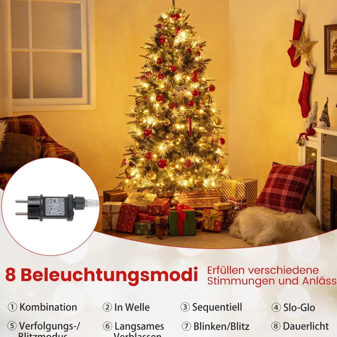 180 cm Vorgefertigter Künstlicher Weihnachtsbaum Gelenkiger Festlicher Weihnachtsbaum mit 806 PE- PVC- und PET-Zweigspitzen