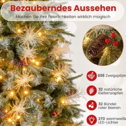 180 cm Vorgefertigter Künstlicher Weihnachtsbaum Gelenkiger Festlicher Weihnachtsbaum mit 806 PE- PVC- und PET-Zweigspitzen