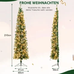 210 cm Vorgeleuchteter Halbbaum-Weihnachtsbaum Halber Künstlicher Baum