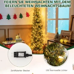 210 cm Vorgeleuchteter Halbbaum-Weihnachtsbaum Halber Künstlicher Baum