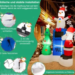 185 cm Weihnachtsaufblasbare Beleuchtete Briefkasten Weihnachtsmann Bunt